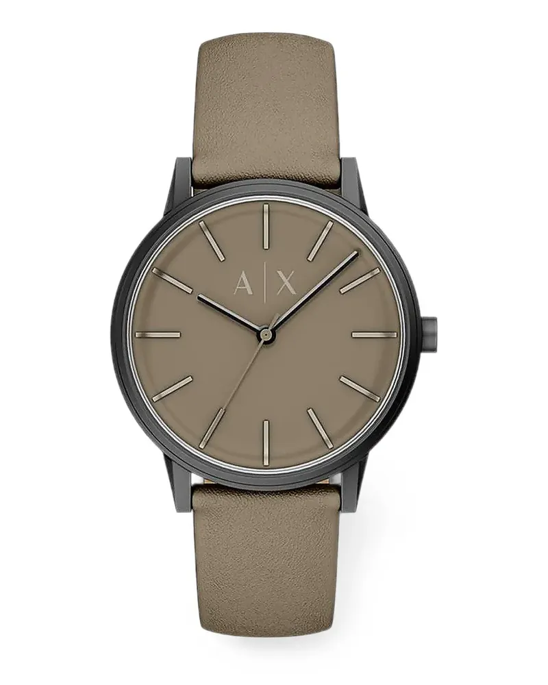 Armani Exchange Cayde leather-strap 42mm watch - Grau Grau