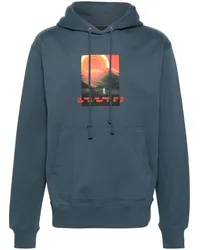 Helmut Lang Hoodie mit grafischem Print Blau