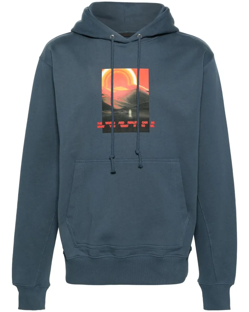 Helmut Lang Hoodie mit grafischem Print Blau