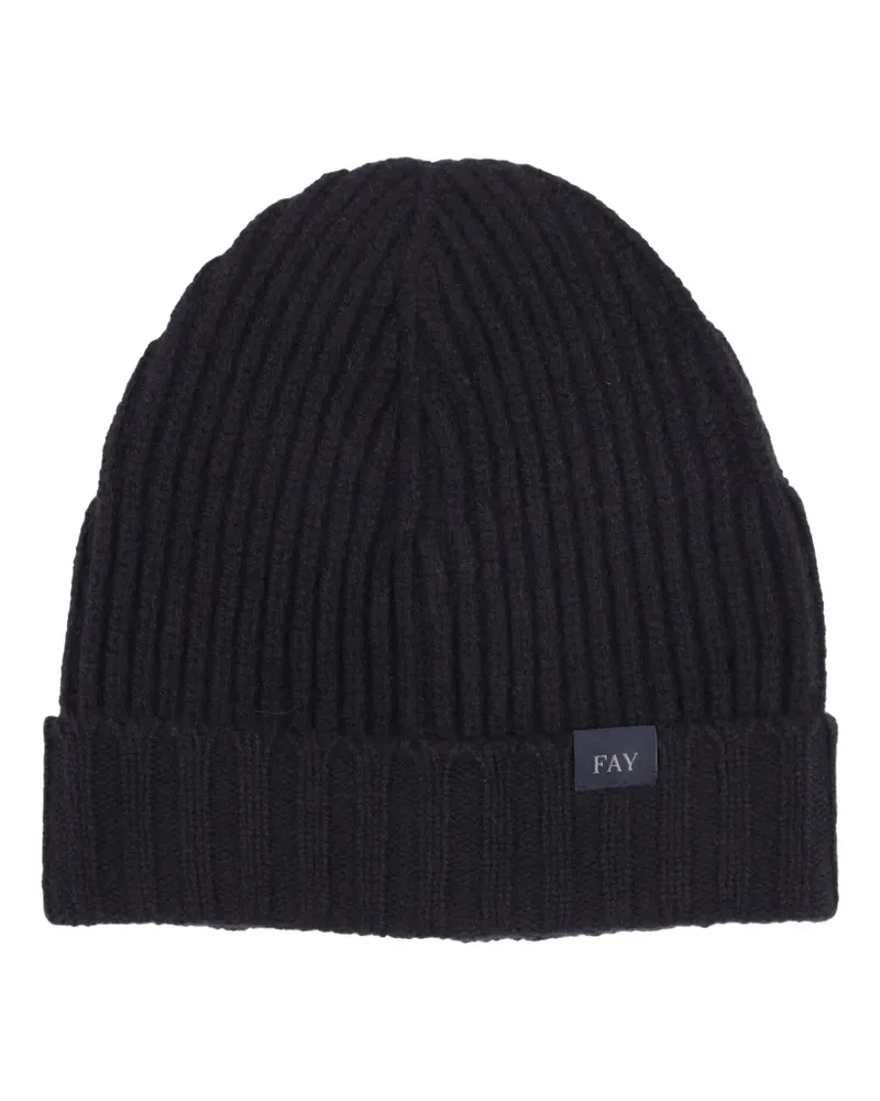 Fay ribbed beanie hat - Schwarz Schwarz