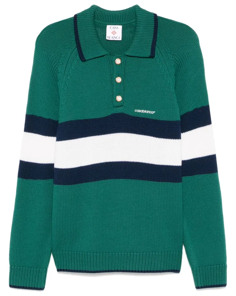 Casablanca Paris Poloshirt in Colour-Block-Optik - Grün Grün