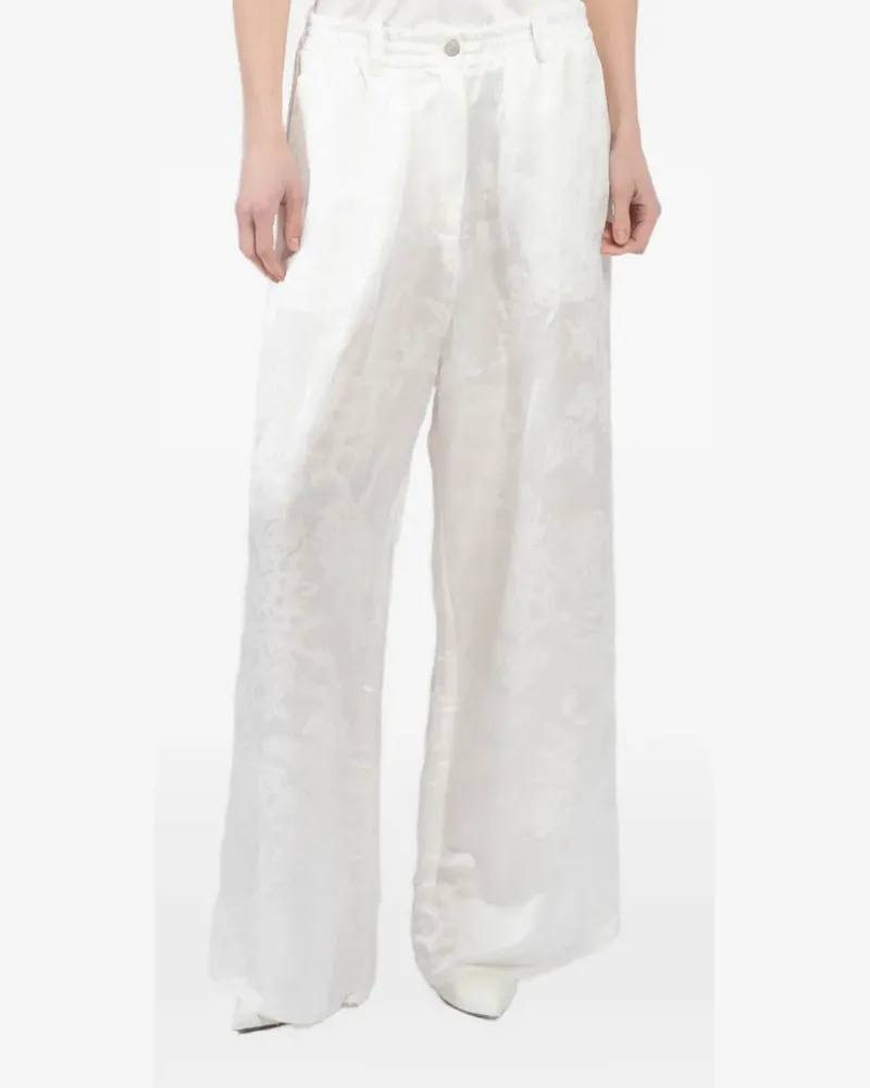 Masnada floral-jacquard trousers - Weiß Weiß