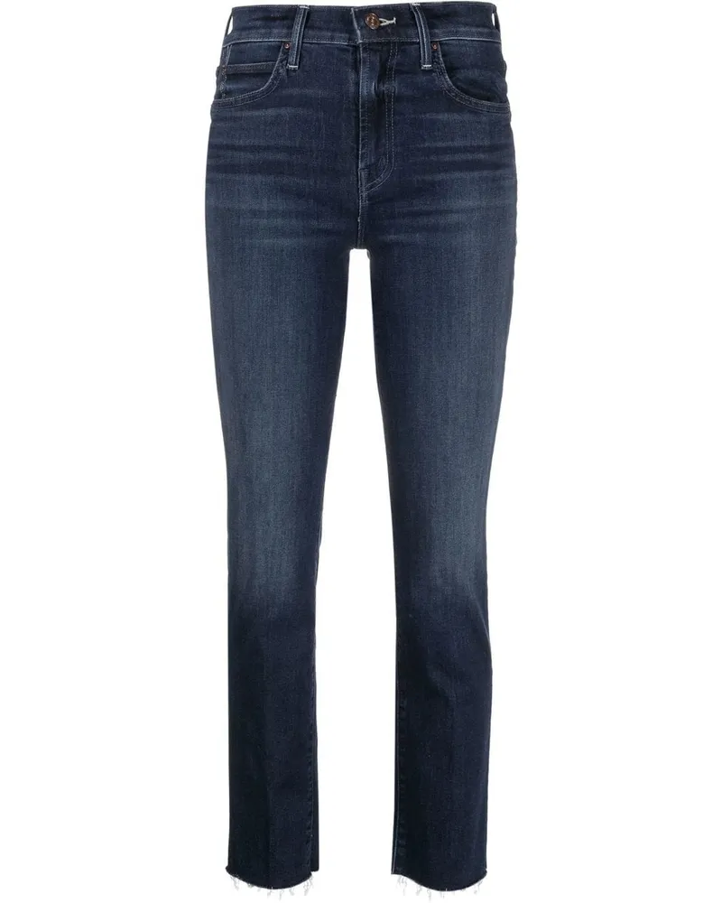 Mother Ungesäumte Skinny-Jeans Blau