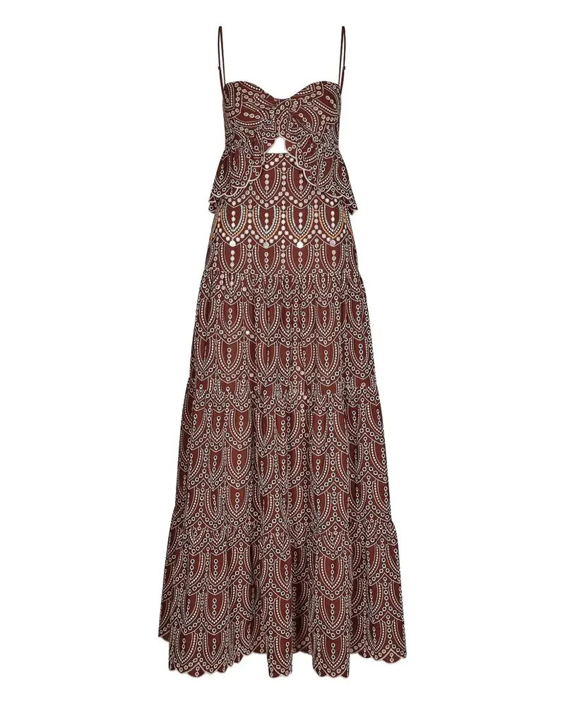 Johanna Ortiz Entre Flechas embroidered-details maxi dress - Rot Rot