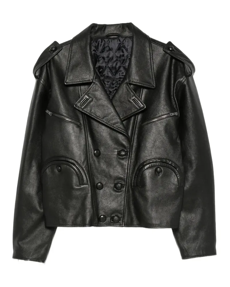 Blazé Milano double-breasted leather jacket - Schwarz Schwarz