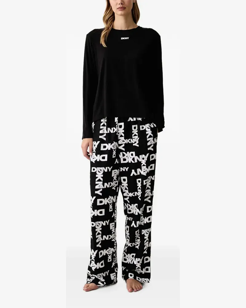 DKNY logo-print pajama set - Schwarz Schwarz