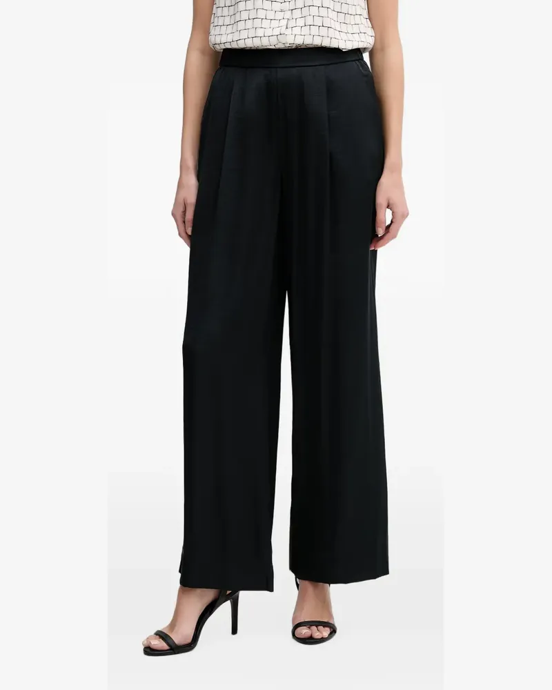 Oui  satin-finish wide-leg palazzo pants - Schwarz Schwarz