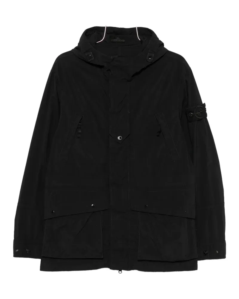 Stone Island hooded logo-patch parka - Schwarz Schwarz