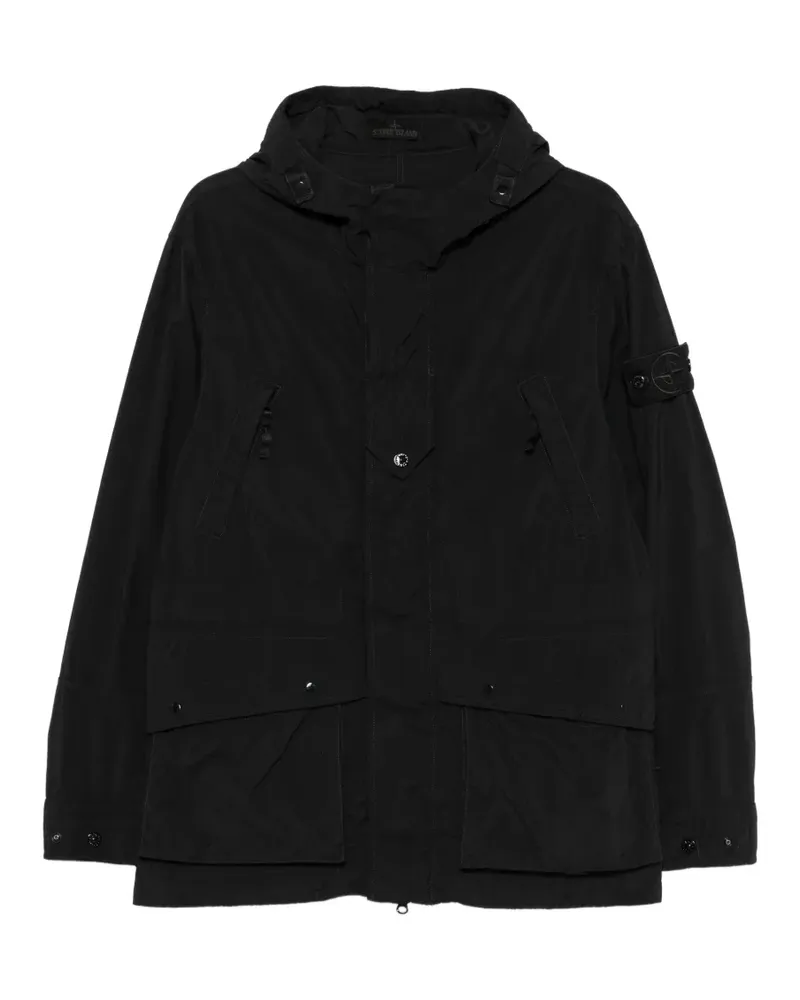 Stone Island hooded logo-patch parka - Schwarz Schwarz
