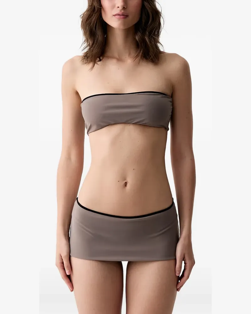 Maison Margiela contrast-trim bandeau bikini - Grau Grau