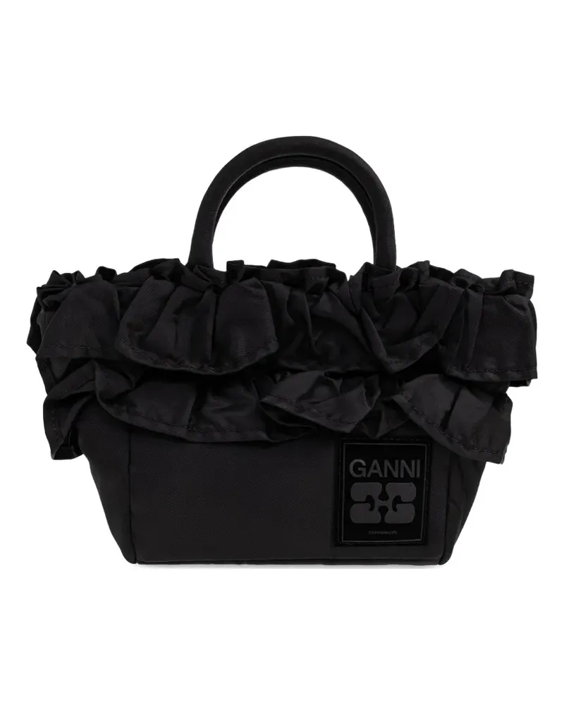Ganni ruffle-detail tote bag - Schwarz Schwarz