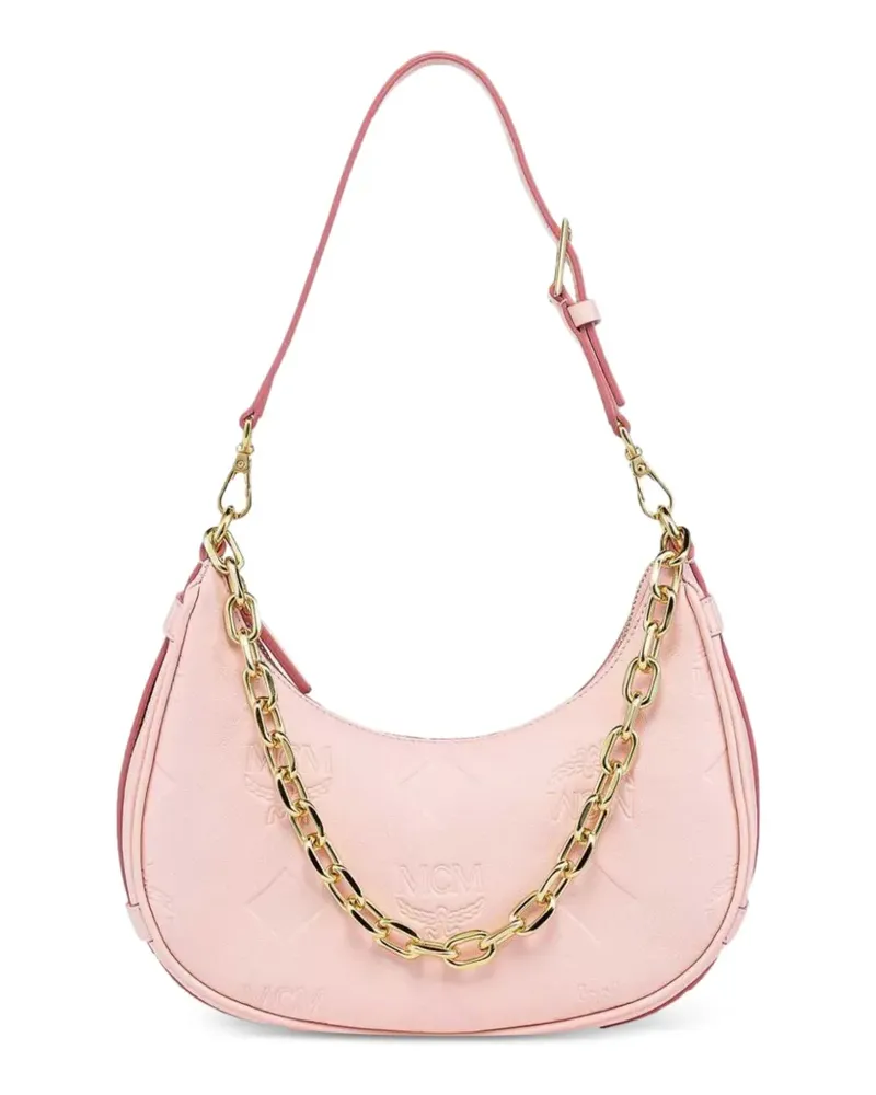 MCM Aren Crescent Tasche mit Maxi-Monogramm - Rosa Rosa