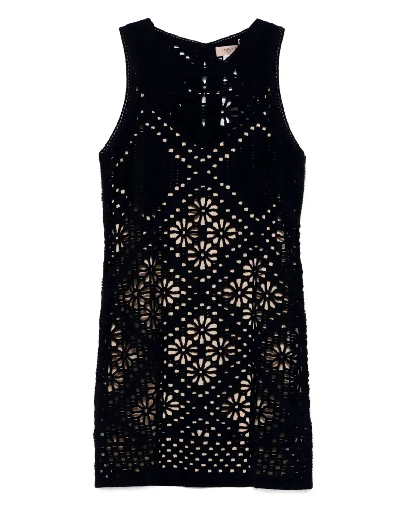 Twin-Set Minikleid mit Lochmuster - Schwarz Schwarz