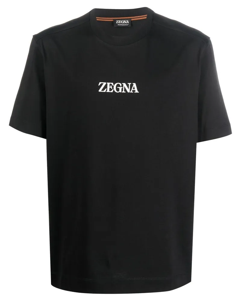 Ermenegildo Zegna T-Shirt mit Logo-Print - Schwarz Schwarz