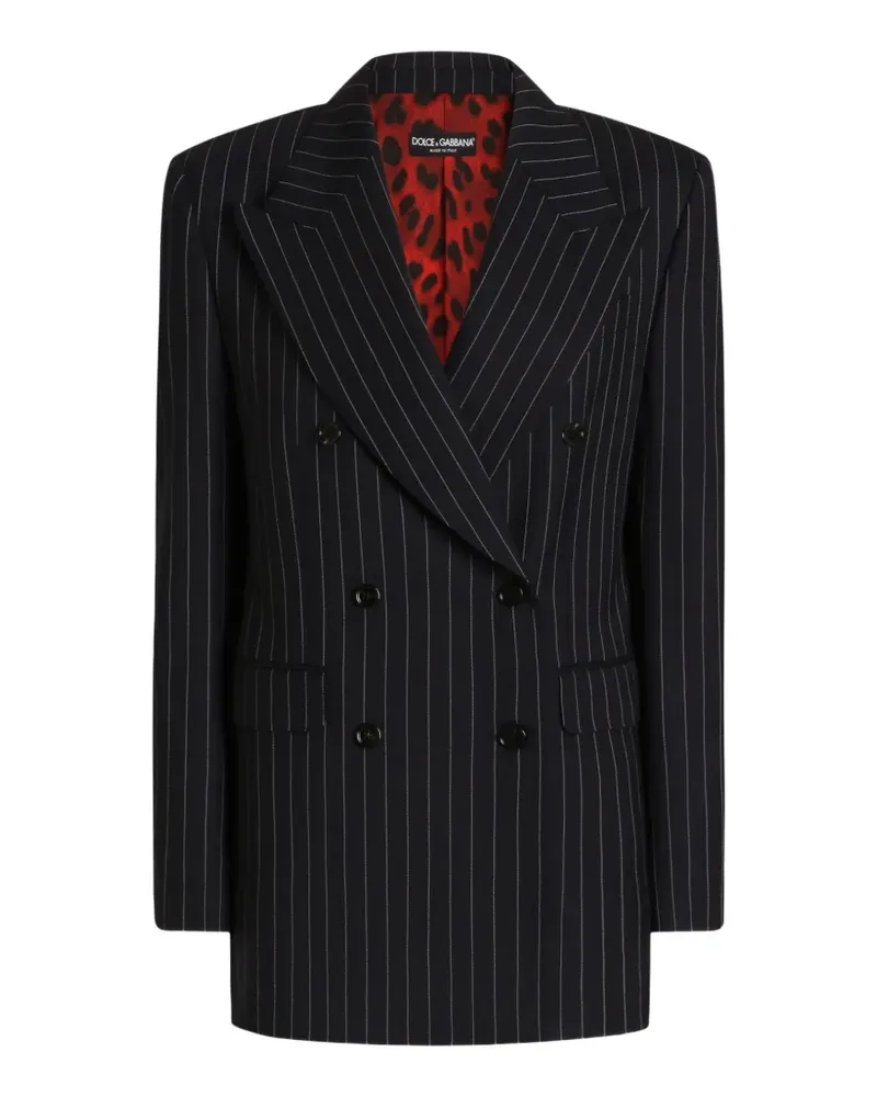 Dolce & Gabbana Doppelreihige Linda Jacke aus Wolle mit Nadelstreifen - Schwarz Schwarz