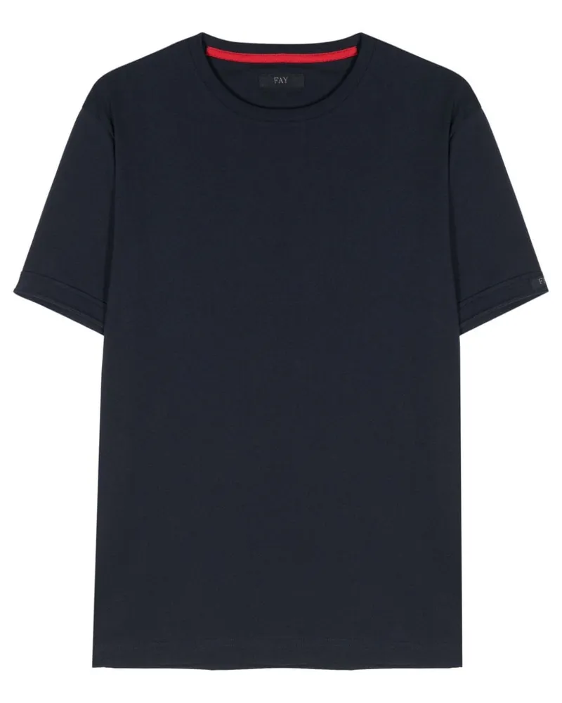 Fay T-Shirt mit Logo-Patch Blau