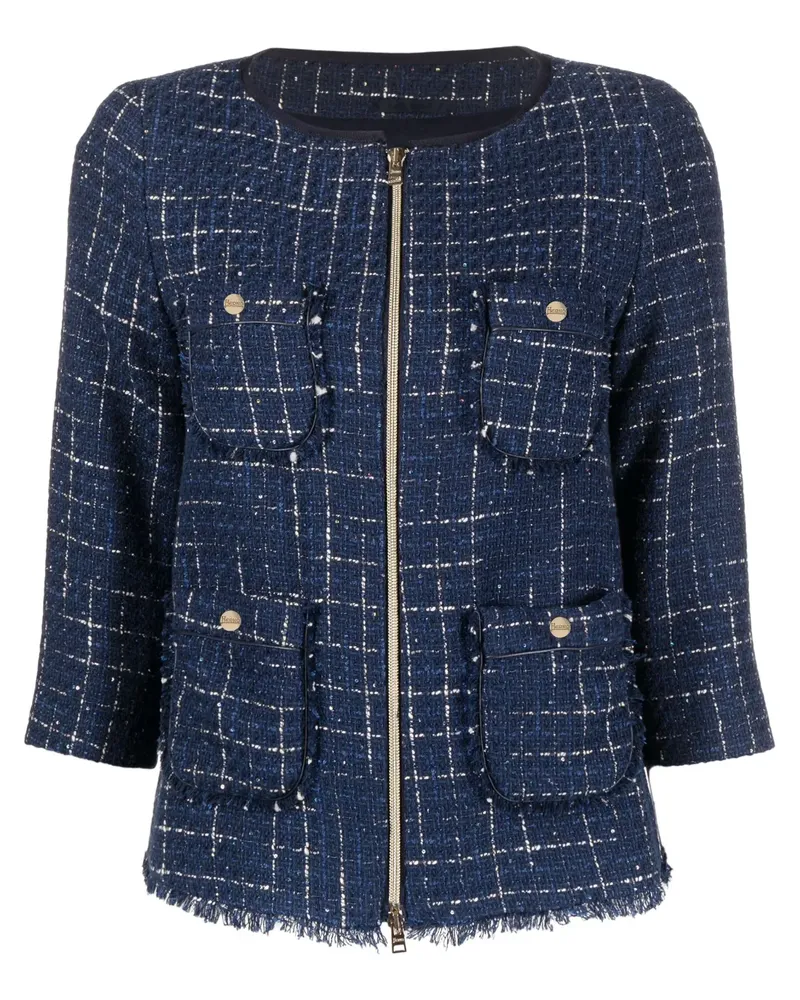Herno Tweed-Jacke mit Reißverschluss - Blau Blau