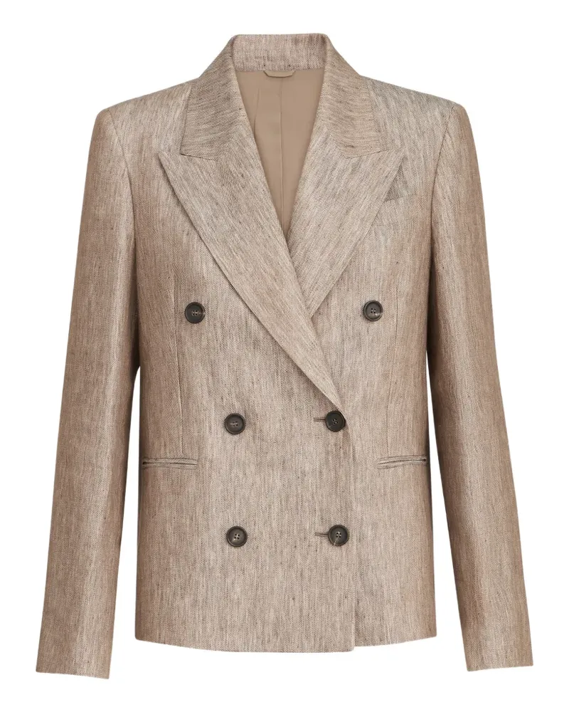 Brunello Cucinelli Denim-Blazer aus Leinen mit Monili - Nude Nude