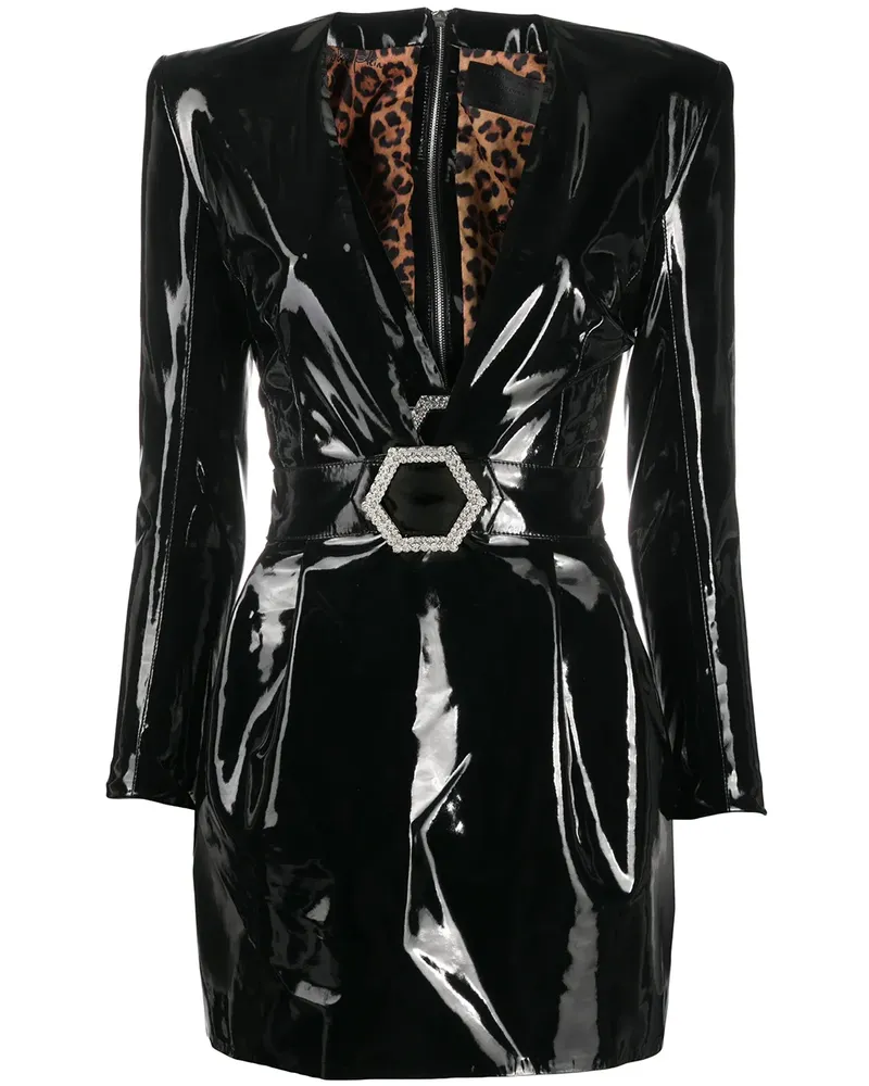 Philipp Plein Minikleid mit tiefem V-Ausschnitt - Schwarz Schwarz