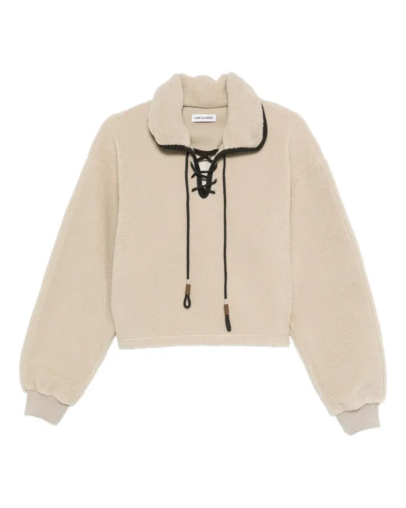 LOW CLASSIC lace-up fleece sweatshirt - Nude Nude