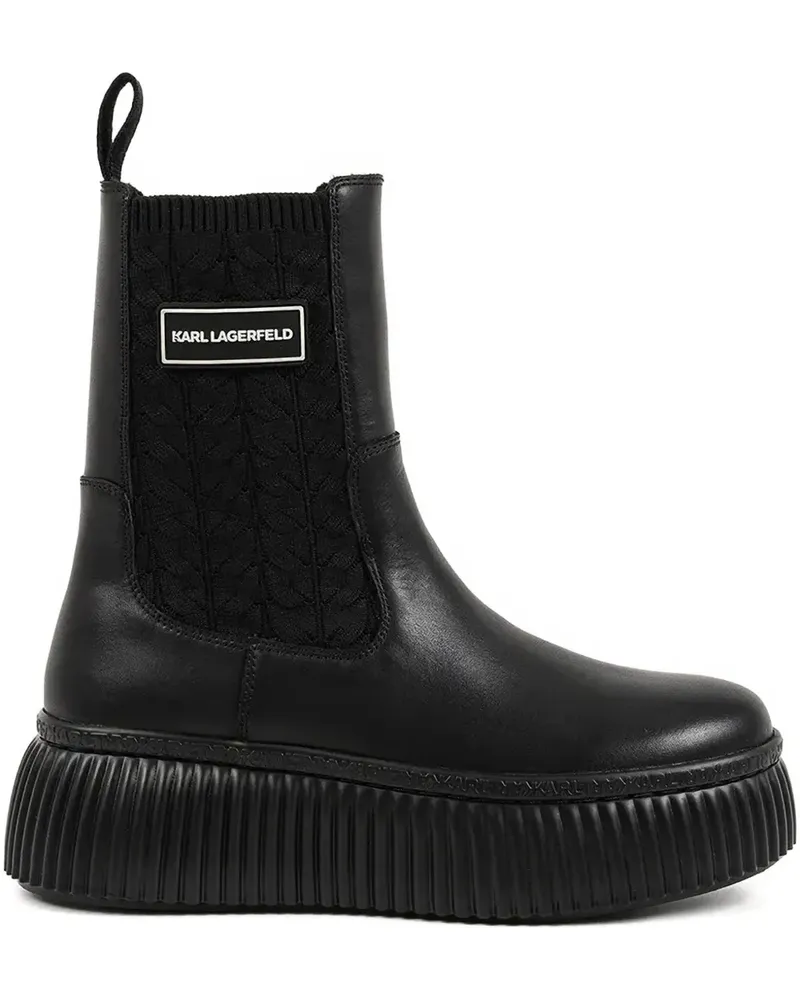 Karl Lagerfeld KREEPER LO ribbed platform boots - Schwarz Schwarz