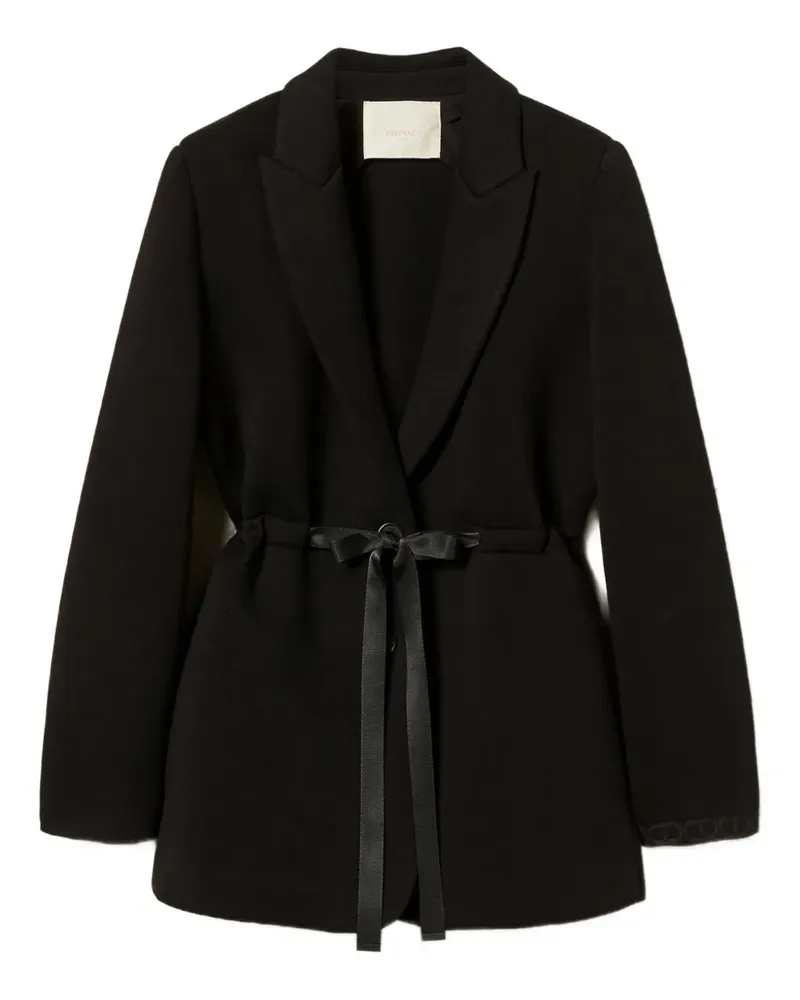 Twin-Set Blazer aus Scuba-Stoff mit Bindegürtel - Schwarz Schwarz