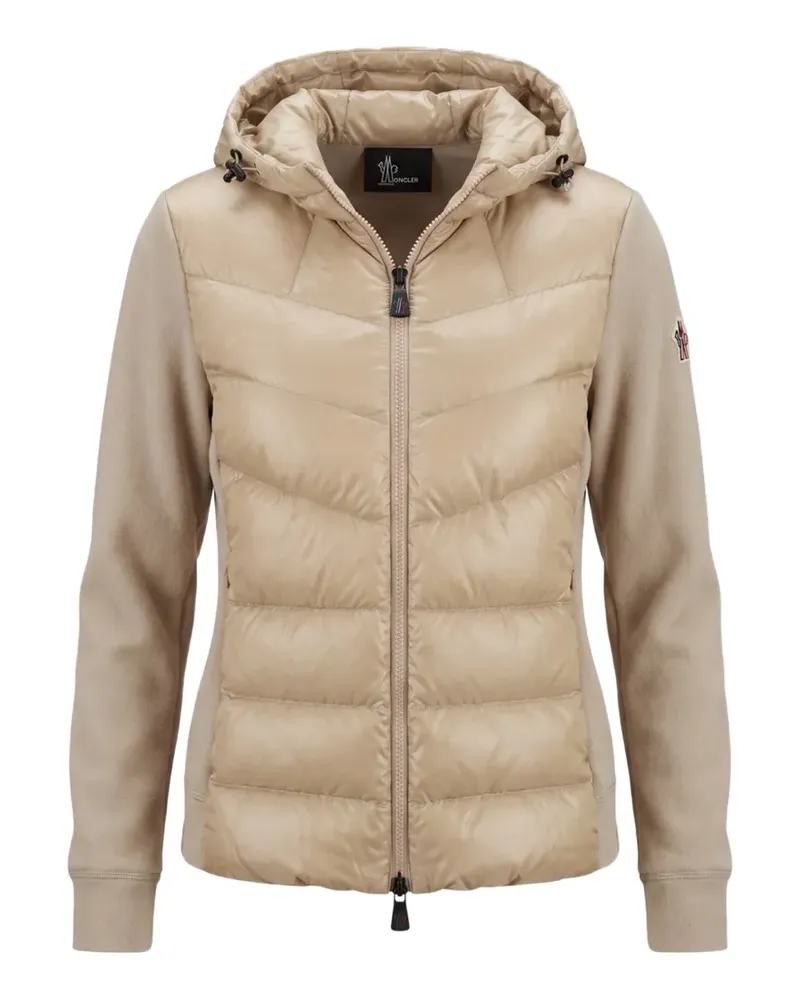 Moncler quilted-front zip-up hoodie - Nude Nude