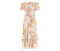 Schulterfreies Peony Promise Chiffon-Kleid - Weiß