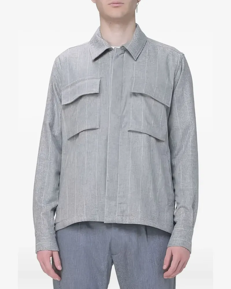 Eleventy Hemd mit gestreifter Tasche - Grau Grau