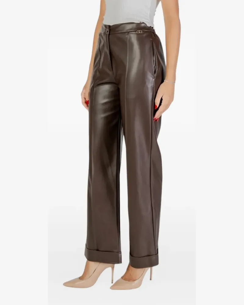 Liu Jo pressed-crease turn-up trousers - Braun Braun