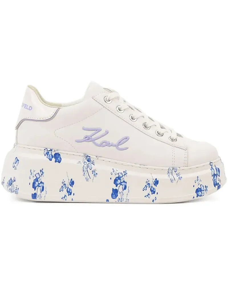 Karl Lagerfeld Plateau-Sneakers mit Blumen - Weiß Weiß