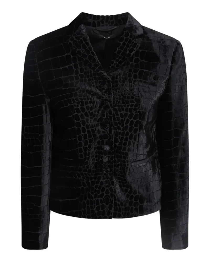 Tom Ford Samthemd mit Kroko-Effekt - Schwarz Schwarz