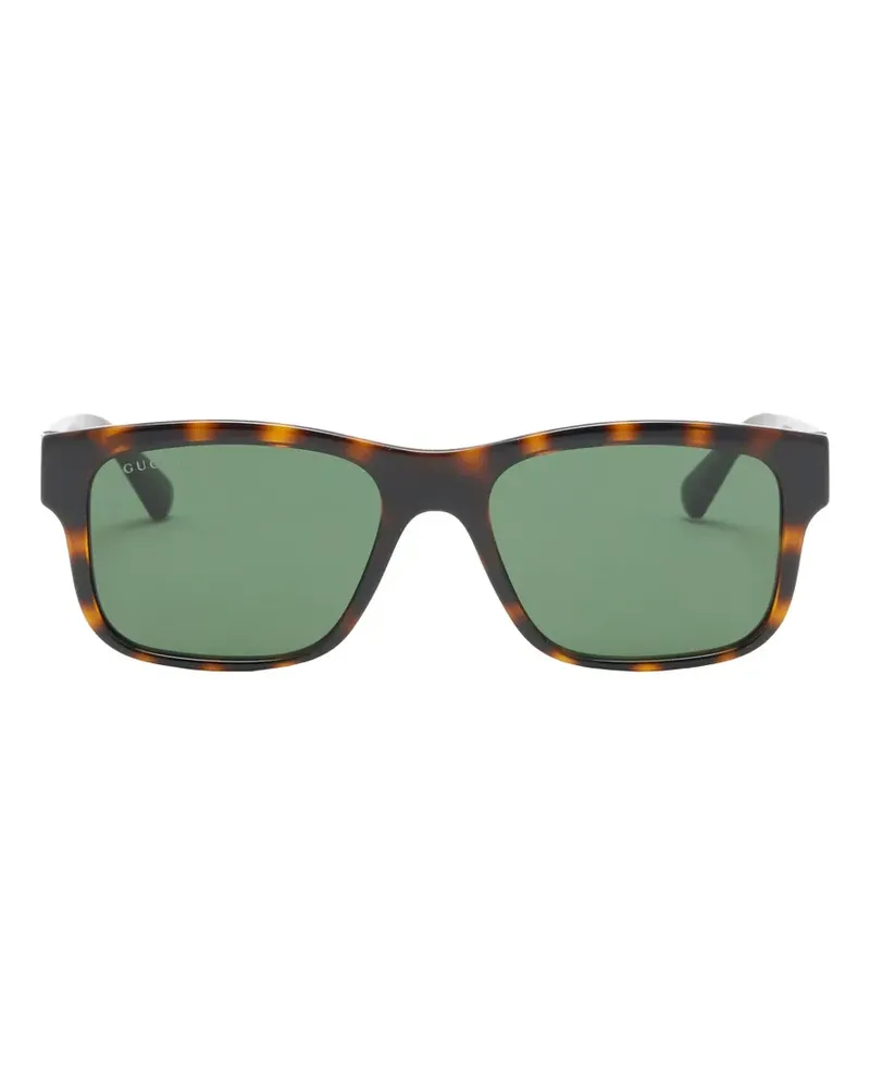 Gucci tortoiseshell-effect rectangle-frame sunglasses - Braun Braun