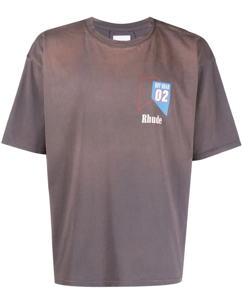 RHUDE T-Shirt mit "O2 Off-Road"-Print Grau