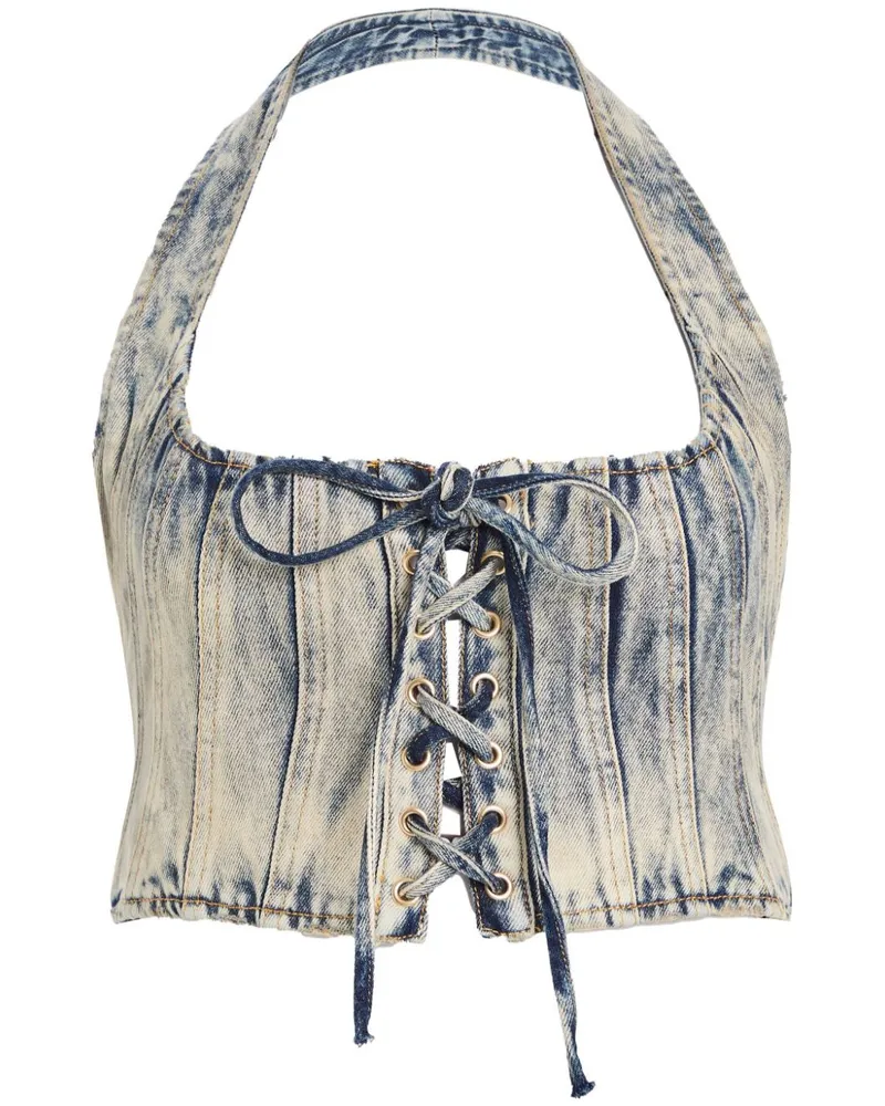 Retrofête Bandit Top aus Denim - Blau Blau