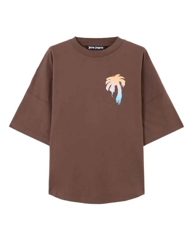 Palm Angels Oversized-T-Shirt mit Palmen - Braun Braun