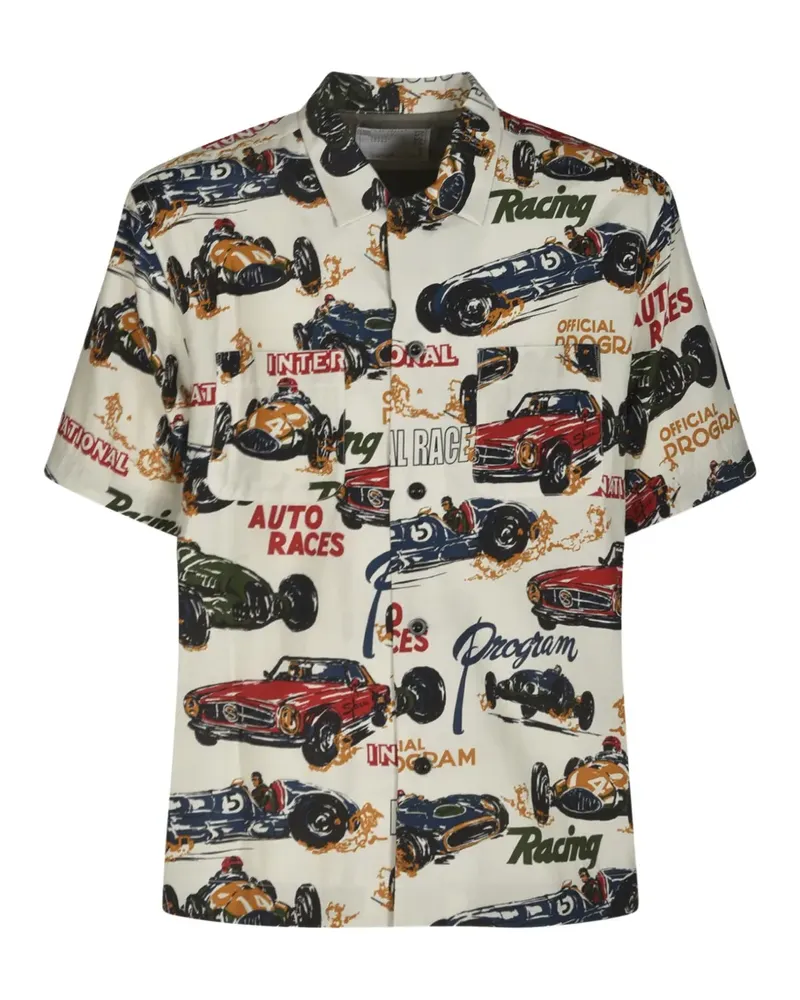 Sacai racing-print shirt - Nude Nude