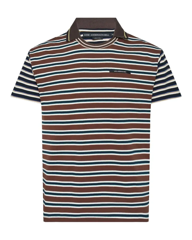 Andersson Bell striped polo-collar T-shirt - Braun Braun