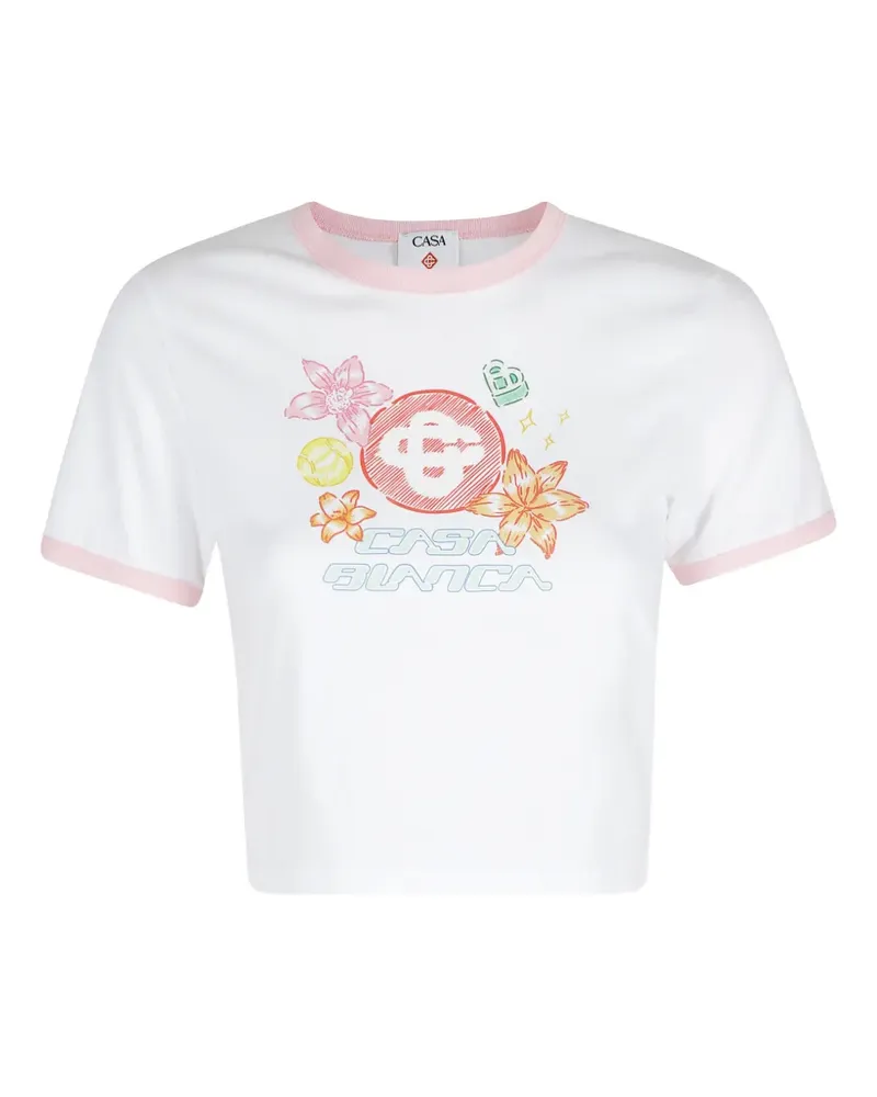 Casablanca Paris printed cropped T-shirt - Weiß Weiß