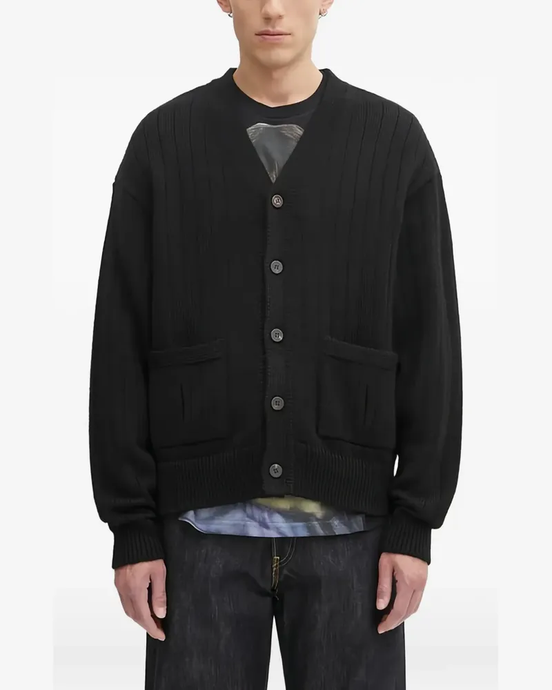 Visvim Geknöpfter Cardigan mit Tasche - Schwarz Schwarz