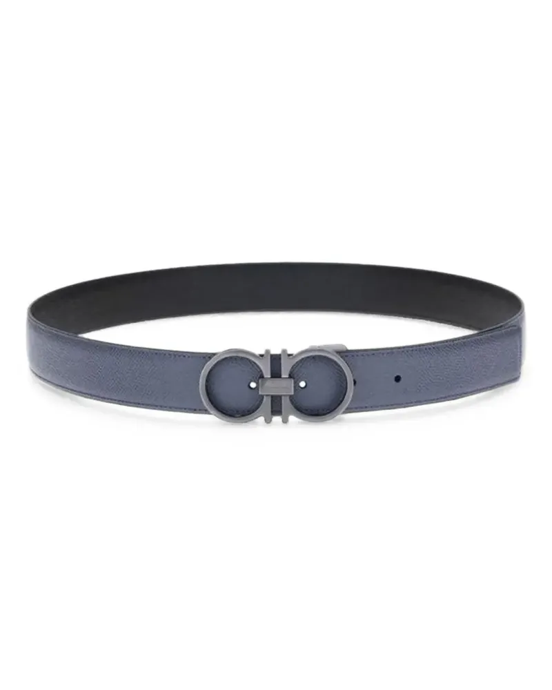 Ferragamo Gancini grained leather belt - Blau Blau