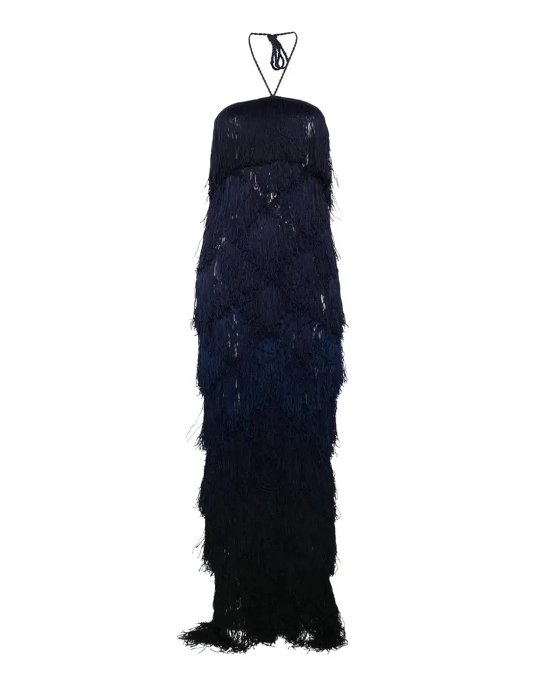 BLESS Laguna fringed halterneck maxi dress - Blau Blau