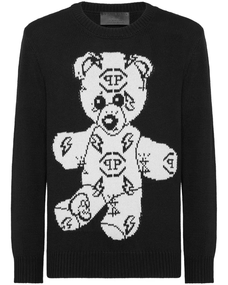 Philipp Plein Pullover mit Teddy - Schwarz Schwarz