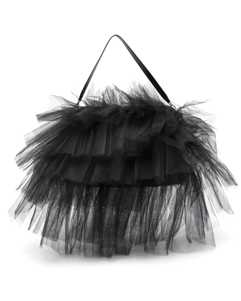 Simone Rocha Schultertasche mit Rüschen - Schwarz Schwarz