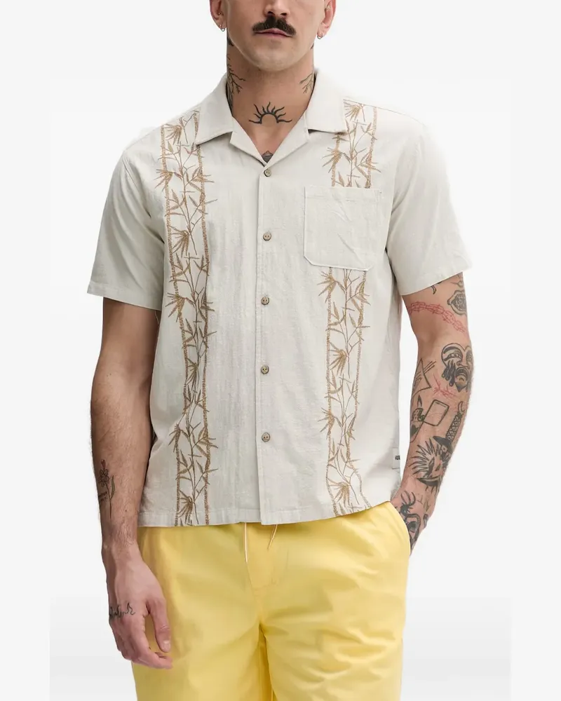 Hurley bamboo-embroidered short-sleeve shirt - Nude Nude