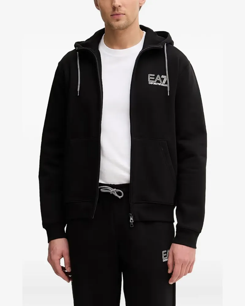 EA7 Kapuzenjacke mit Kordelzug - Schwarz Schwarz