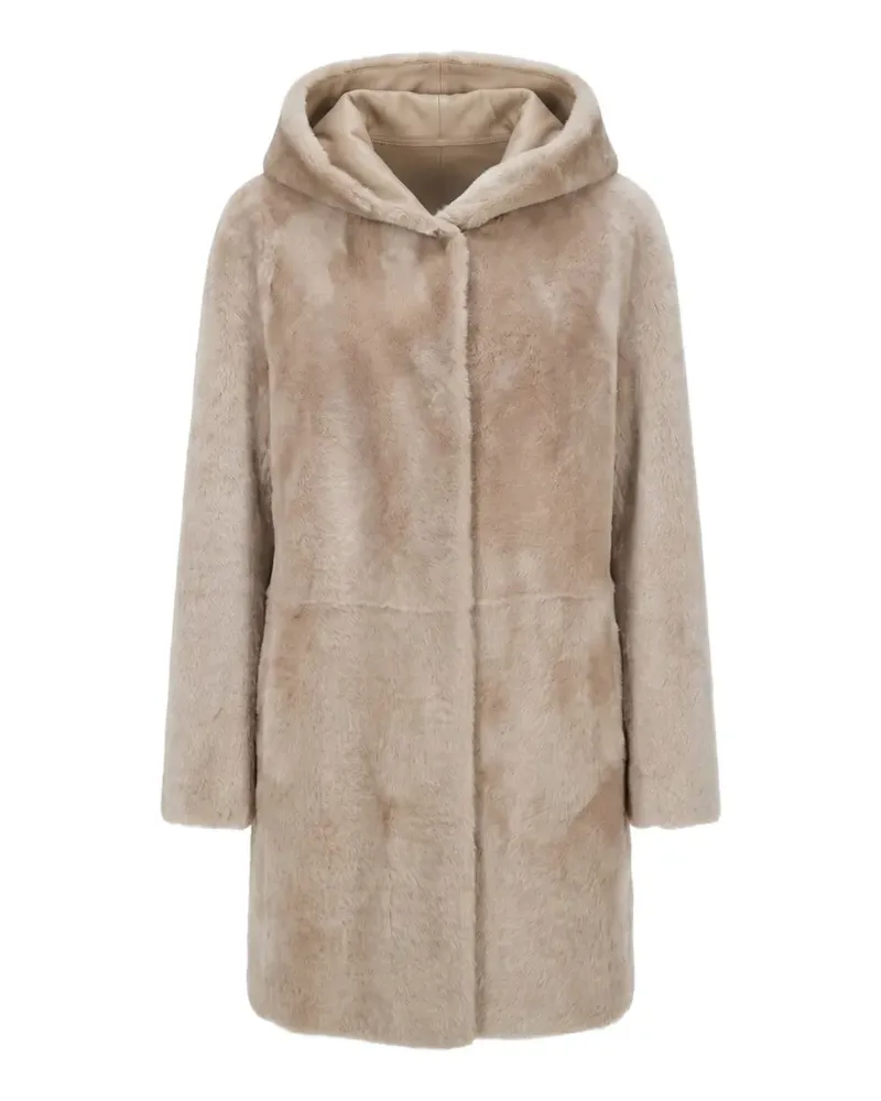Manzoni 24 hooded shearling coat - Nude Nude