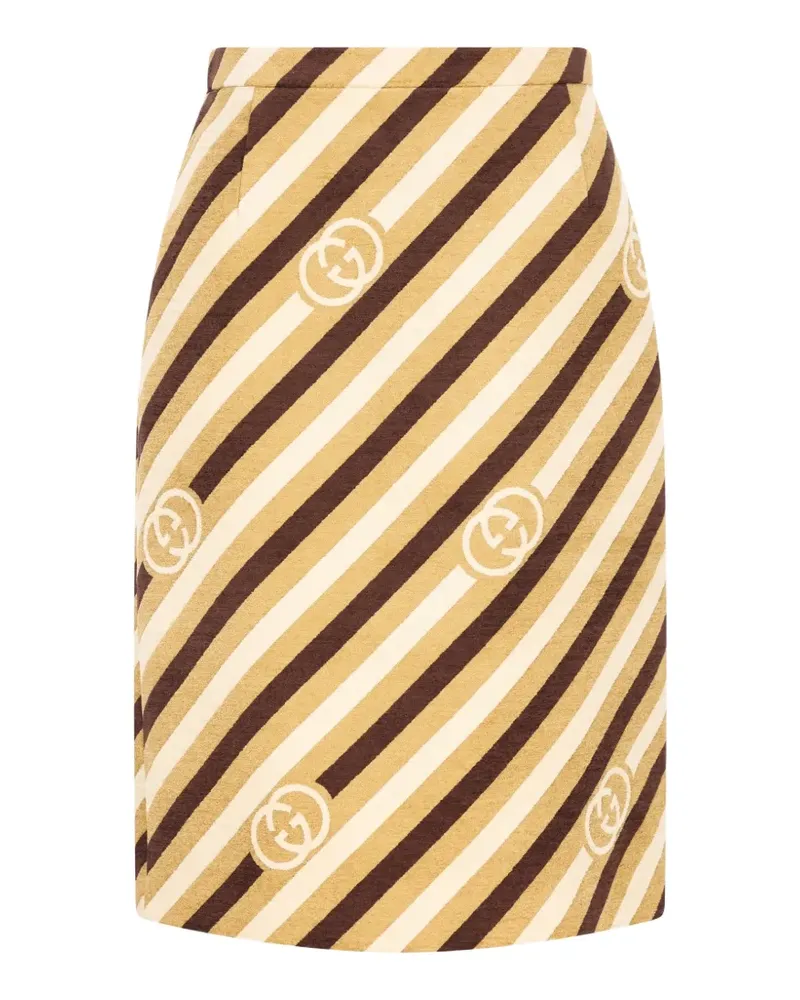 Gucci diagonal-stripe midi skirt - Nude Nude