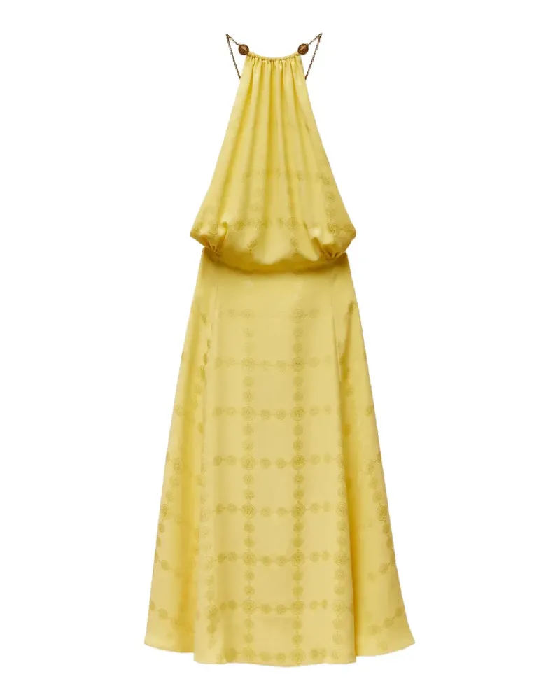 Versace Midikleid aus Seidencrêpe und Satin - Gelb Gelb