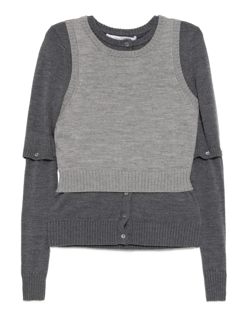 Rokh Strickoberteil mit Cardigan-Overlay - Grau Grau